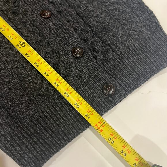 Celtic & Co 100% merino wool cable boyfriend cardigan small heathered navy blue - Picture 9 of 13